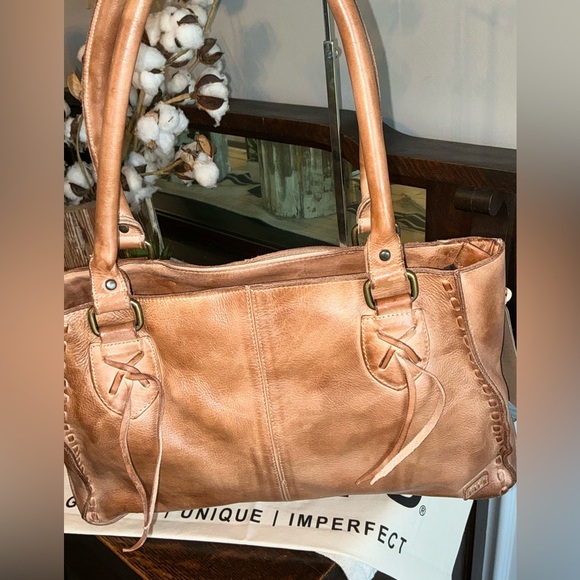 NWT Bed Stu Rockababy Leather Satchel Crossbody Shoulder Bag Tan Rustic $295 - Picture 4 of 13